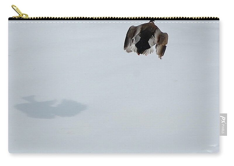 Duck Zip Pouch featuring the photograph The Takeoff by Mim White
