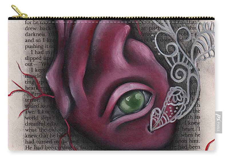 Edgar Allan Poe Carry-all Pouch featuring the painting The Tell Tale Heart by Abril Andrade