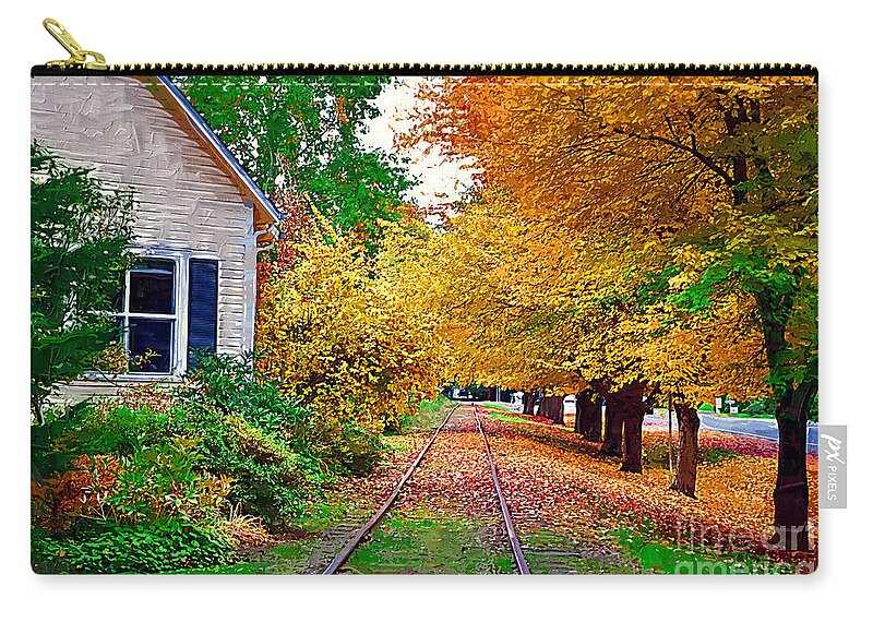 Autumn Foliage Carry-all Pouch featuring the painting The Tracks by Kirt Tisdale