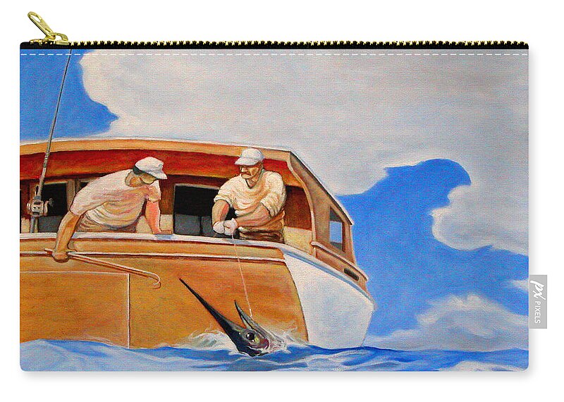 Marlin Zip Pouch featuring the painting The Trophy by T S Carson