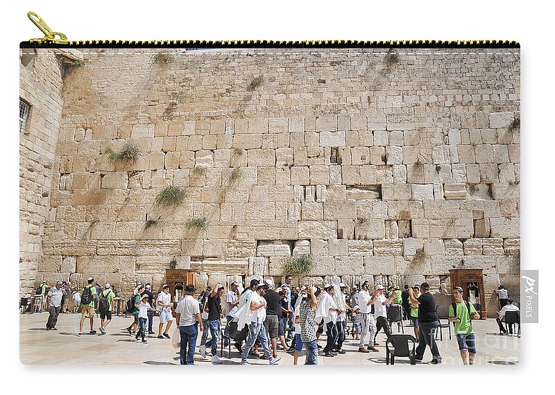 Western Wall Zip Pouch featuring the photograph The wailing wall by Shay Levy
