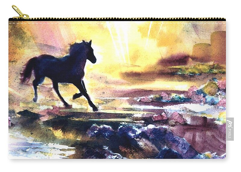Original Watercolor Art For Sale Zip Pouch featuring the painting The Way Home by Melodye Whitaker
