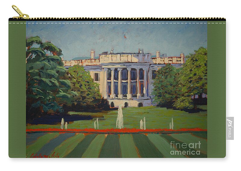 The White House Zip Pouch featuring the painting The white house by Monica Elena