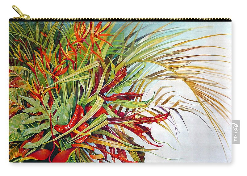 Palm Zip Pouch featuring the painting The Wild Bunch by Penny Taylor-Beardow