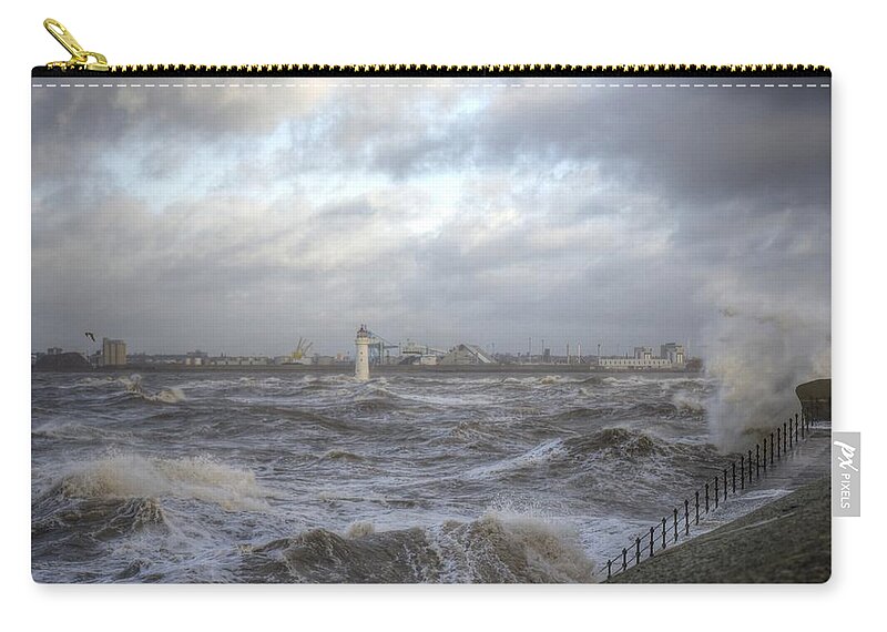 Lighthouse Carry-all Pouch featuring the photograph The wild Mersey by Spikey Mouse Photography