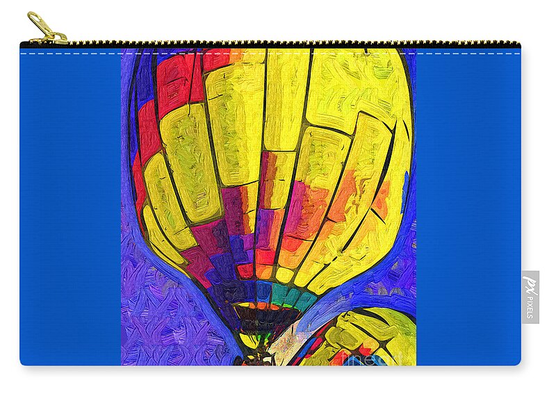 Hot-air Zip Pouch featuring the digital art The Yellow Balloon by Kirt Tisdale