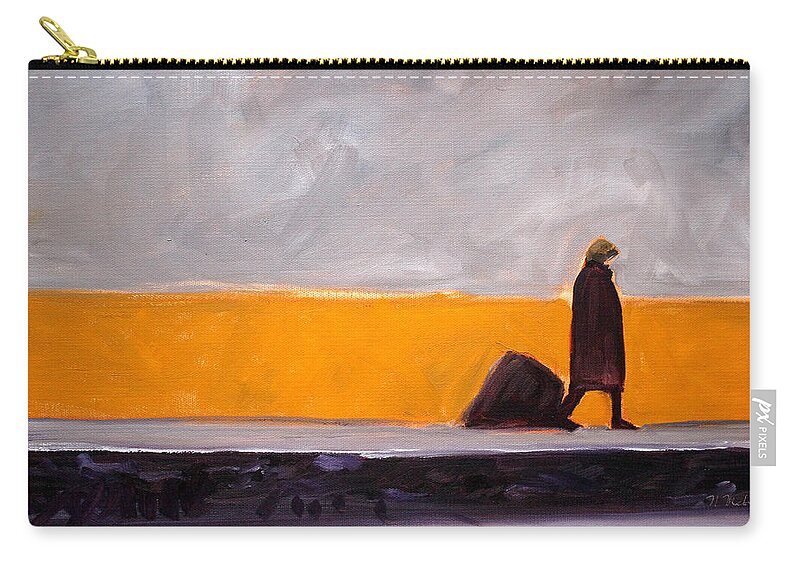 Abstract Zip Pouch featuring the painting The Yellow Wall by Nancy Merkle