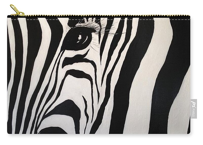 Zebra Zip Pouch featuring the painting The Zebra with One Eye by Alan Lakin