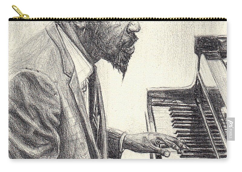 Thelonious Zip Pouch featuring the drawing Thelonious Monk II by Michael Morgan