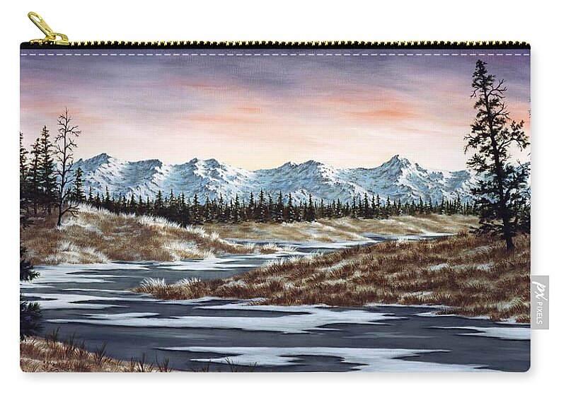 Landscapes Zip Pouch featuring the painting Thin Ice by Rick Bainbridge