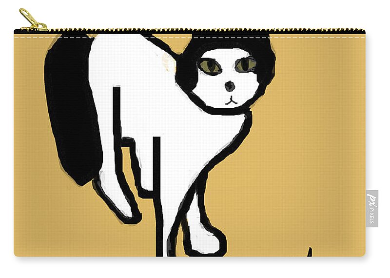 Funny Cats Zip Pouch featuring the painting Thinking About It by Anita Dale Livaditis