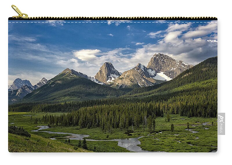Alberta Zip Pouch featuring the photograph This is Alberta No.27 - Spray Valley Peaks by Paul W Sharpe Aka Wizard of Wonders
