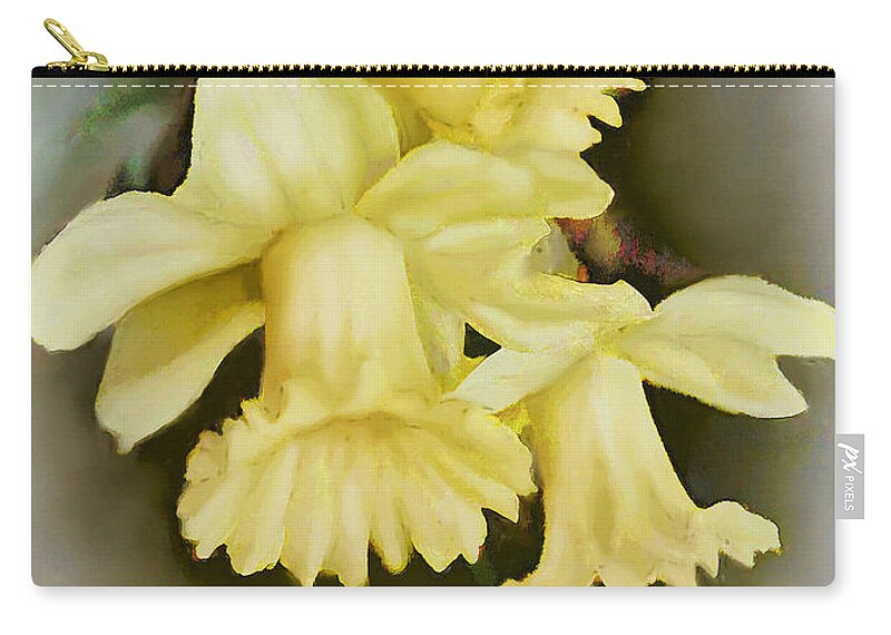 Daffadil Zip Pouch featuring the painting Those Blooming daffadils by Bonnie Willis