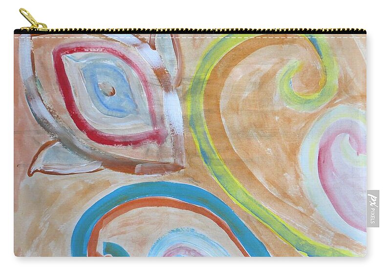 Spiral Floral Work With Strokes Of Acrylic Zip Pouch featuring the painting Thought by Sonali Gangane
