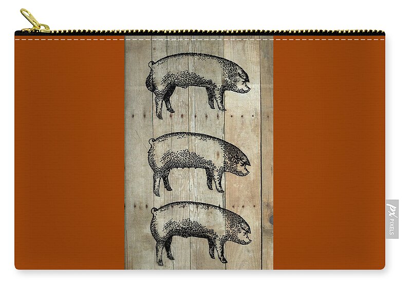 Chester White Boar Zip Pouch featuring the photograph Three Pigs 1 by Larry Campbell