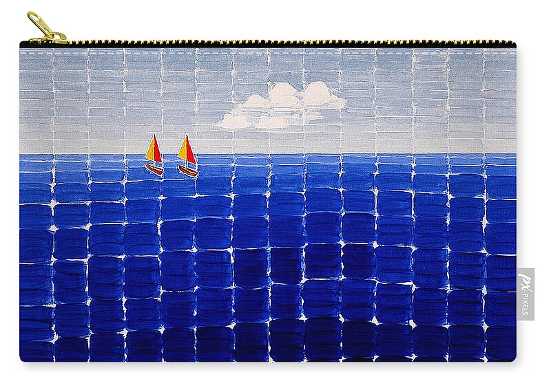 3d Zip Pouch featuring the painting Three Sail Boats #2 by Jesse Jackson Brown