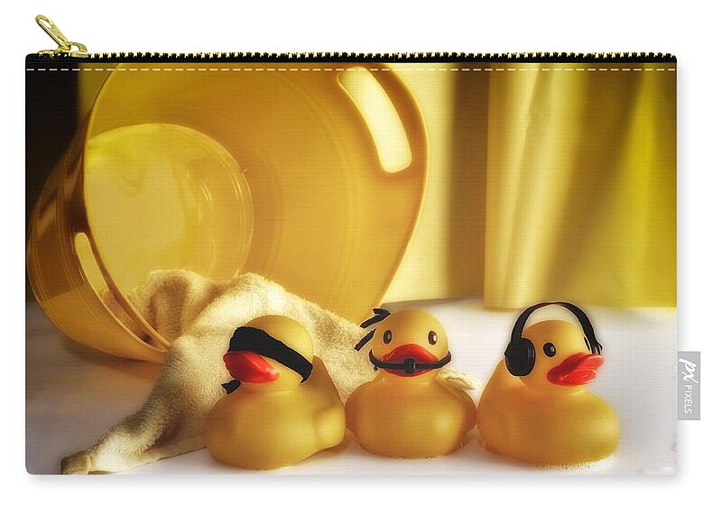 Rubber Ducky Zip Pouch featuring the photograph Three Wise Duckies by Mark Fuller