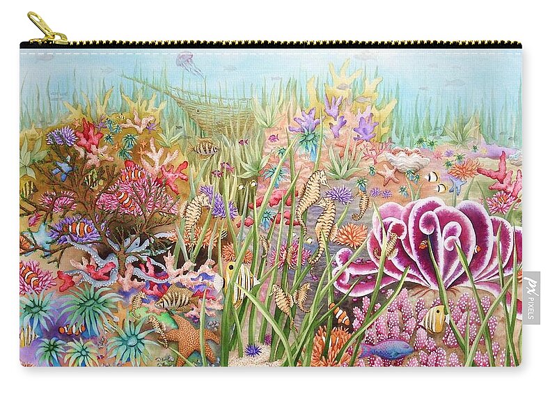 Print Zip Pouch featuring the painting Thriving Ocean by Katherine Young-Beck