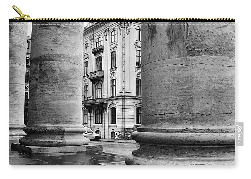 Black Zip Pouch featuring the photograph Through the Columns by Jenny Hudson