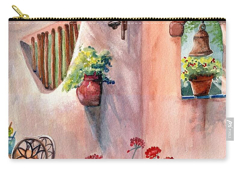 Tia Rosa's Zip Pouch featuring the painting Tia Rosa's by Marilyn Smith