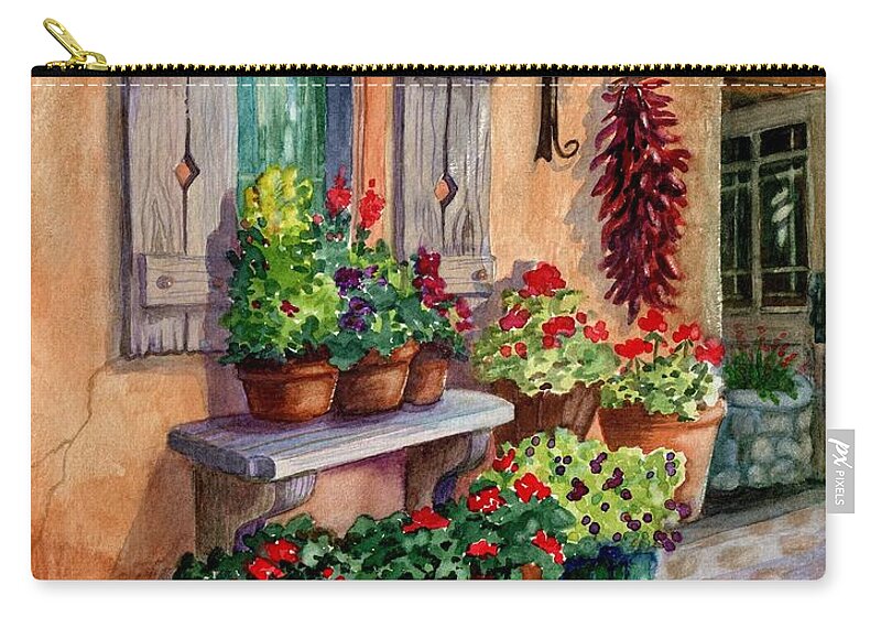 Tia Rosa's Zip Pouch featuring the painting Tia Rosa's Place by Marilyn Smith
