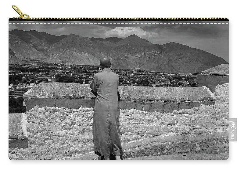 Chinese Culture Zip Pouch featuring the photograph Tibetan Monk by By Ak Wong