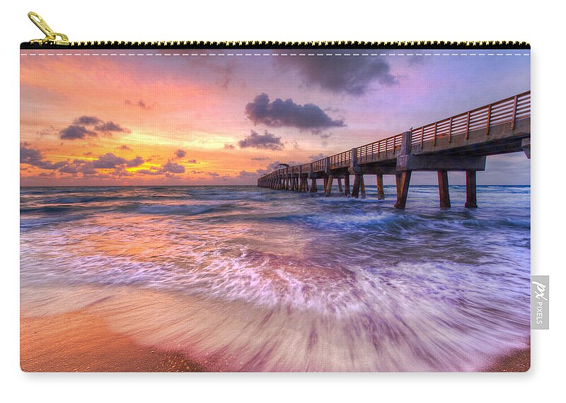 Clouds Zip Pouch featuring the photograph Tidal Lace by Debra and Dave Vanderlaan