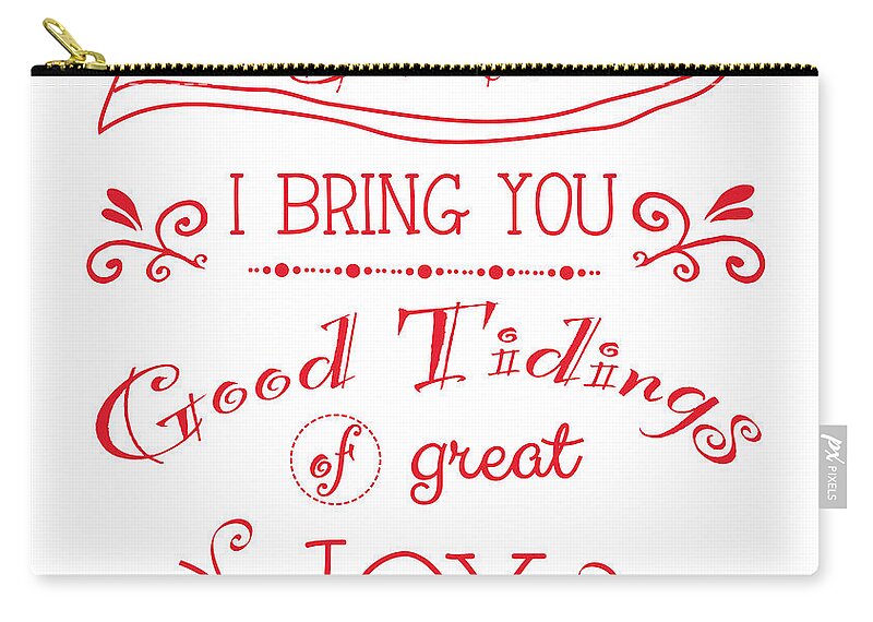 Behold Zip Pouch featuring the digital art Tidings of Great Joy Red by Jan Marvin by Jan Marvin