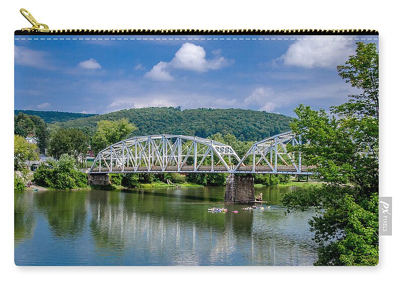 Allegheny River Zip Pouch featuring the photograph Tidioute Bridge 7007 by Guy Whiteley