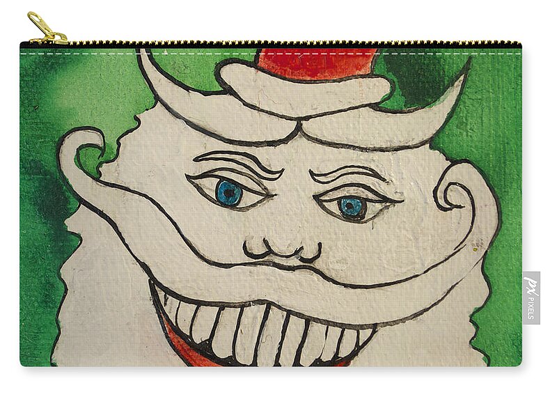 Santa Zip Pouch featuring the painting Tillie the Mischievous Santa by Patricia Arroyo