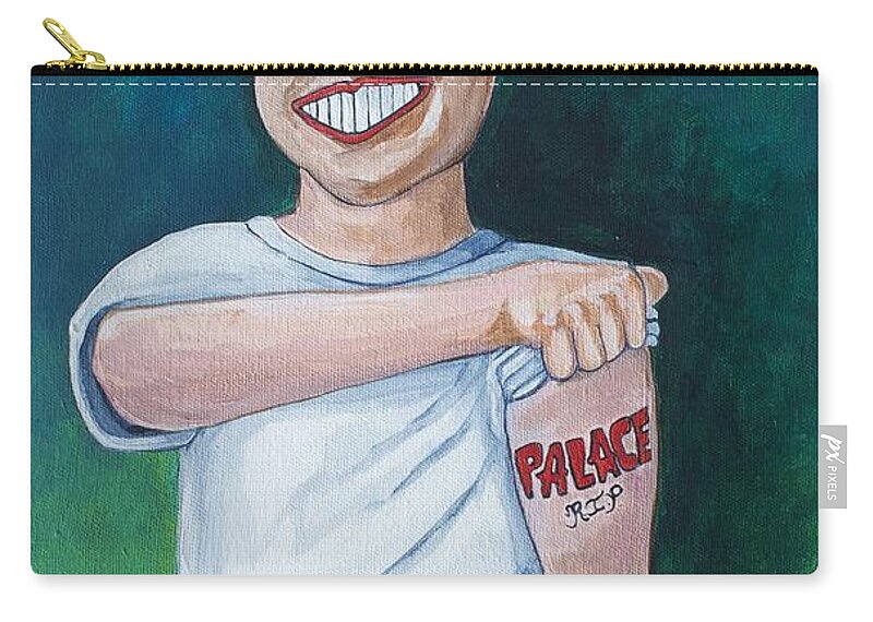 Clowns Zip Pouch featuring the painting Tillies First Tattoo by Patricia Arroyo