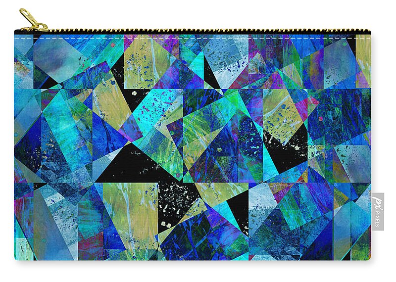 Abstract Zip Pouch featuring the digital art Tilt in Blue - abstract - art by Ann Powell