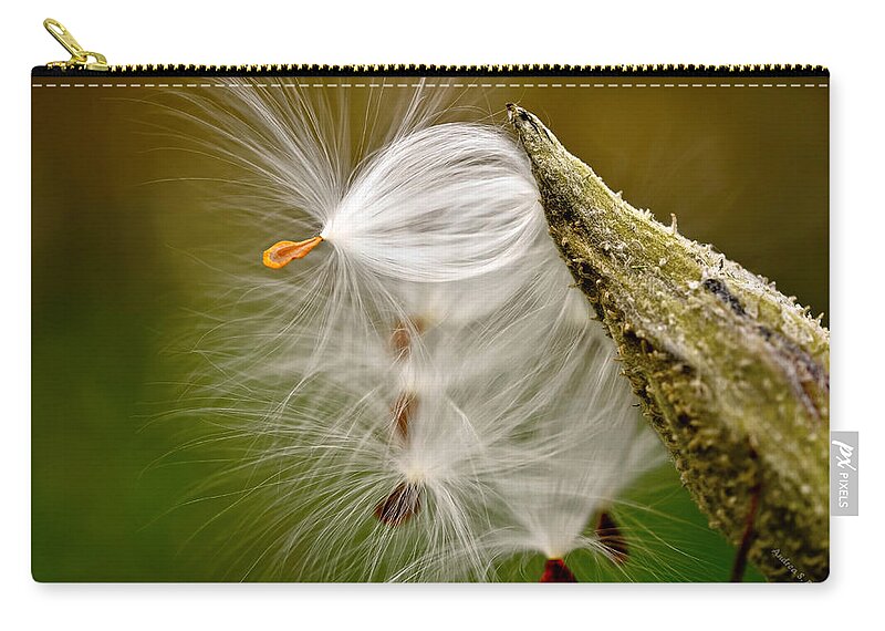 Milkweed Zip Pouch featuring the photograph Time For Me To Fly by Andrea Platt