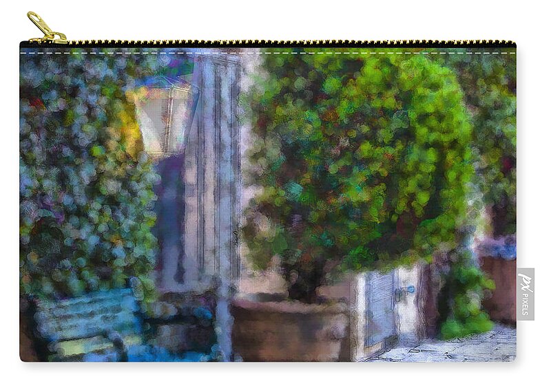 Tlaquepaque Zip Pouch featuring the photograph Tlaquepaque Rest Stop by Georgianne Giese