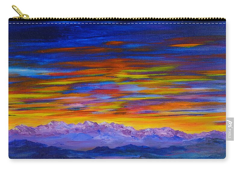 Sunset Paintings Zip Pouch featuring the painting Tobacco Root Mountains Sunset by Cheryl Nancy Ann Gordon