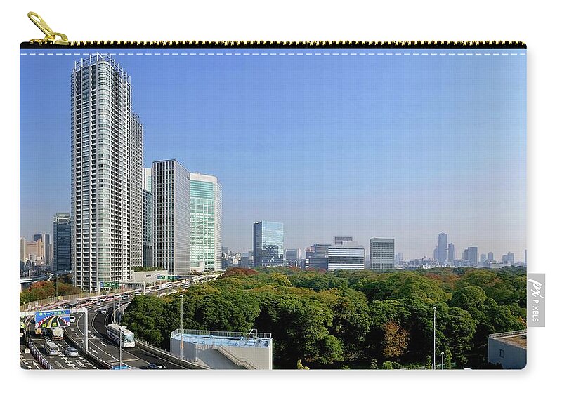 Treetop Zip Pouch featuring the photograph Tokyo Morning View by Vladimir Zakharov