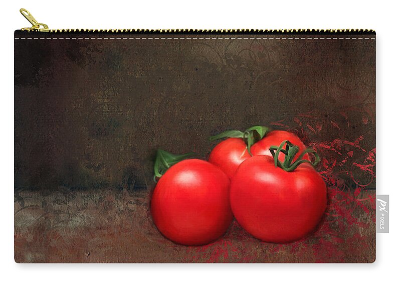 Tomatoes Zip Pouch featuring the painting Tomato Trio by Portraits By NC
