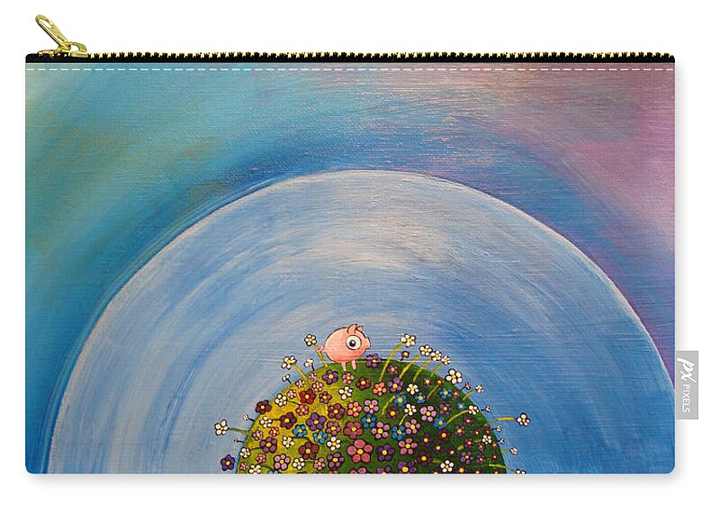 Pig Carry-all Pouch featuring the painting Top Of The World by Mindy Huntress