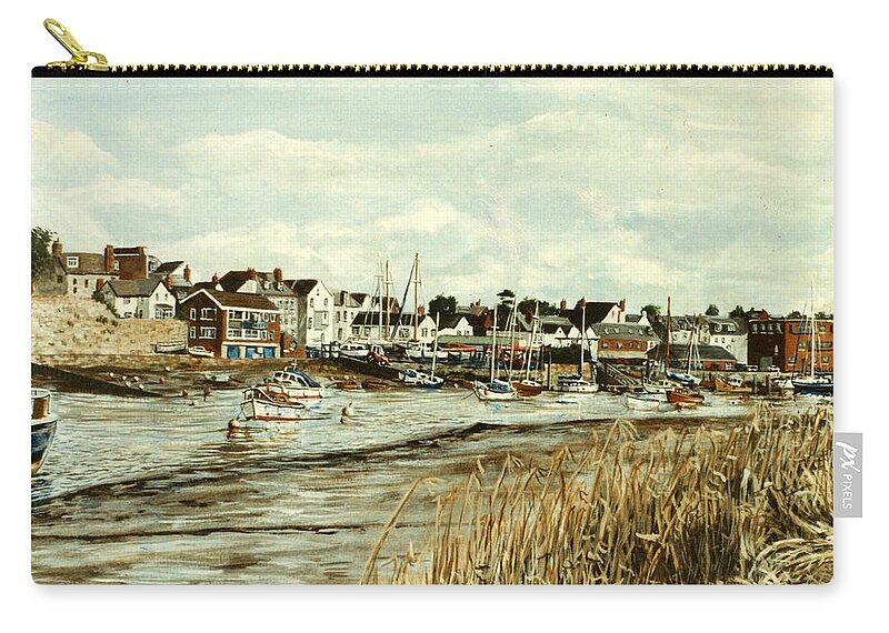 Topsham Zip Pouch featuring the painting Topsham Devon viewed from across the River Exe by Mackenzie Moulton