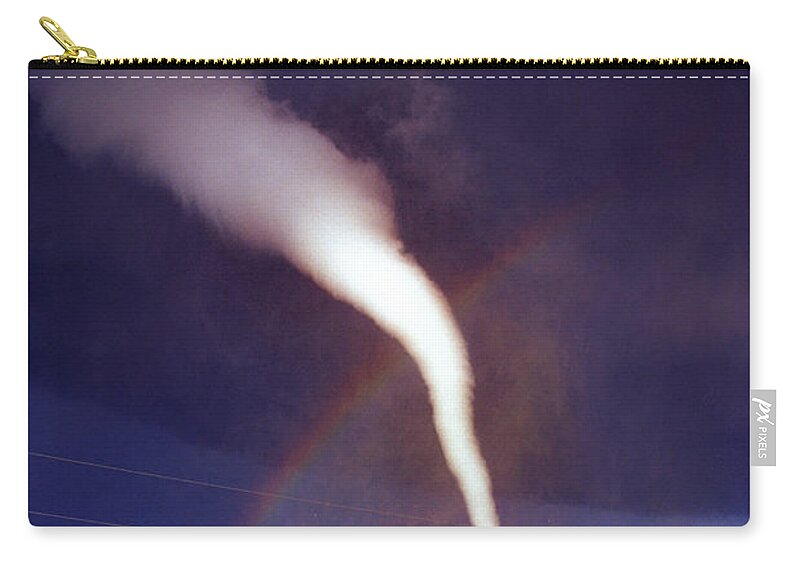 Tornado Zip Pouch featuring the photograph Tornado with Rainbow in Mulvane Kansas by Jason Politte