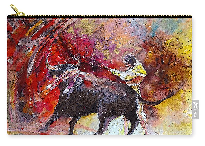 Animals Zip Pouch featuring the painting Toroscape 47 by Miki De Goodaboom