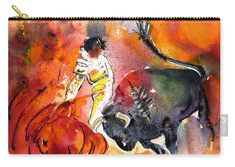 Culture Zip Pouch featuring the painting Bullfighting The Reds by Miki De Goodaboom