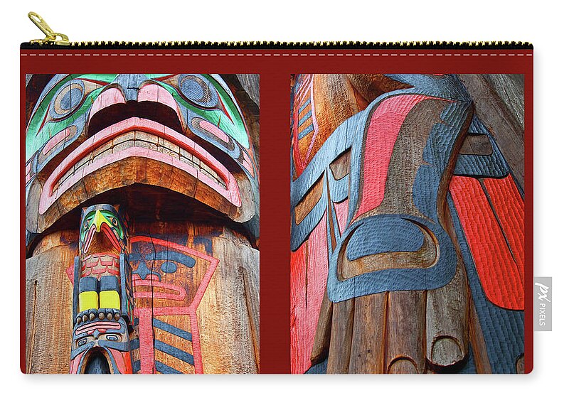 Native American Zip Pouch featuring the photograph Totem 2 by Theresa Tahara