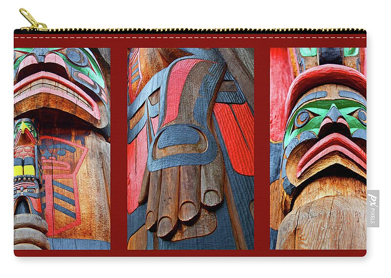 Native American Zip Pouch featuring the photograph Totem 3 by Theresa Tahara