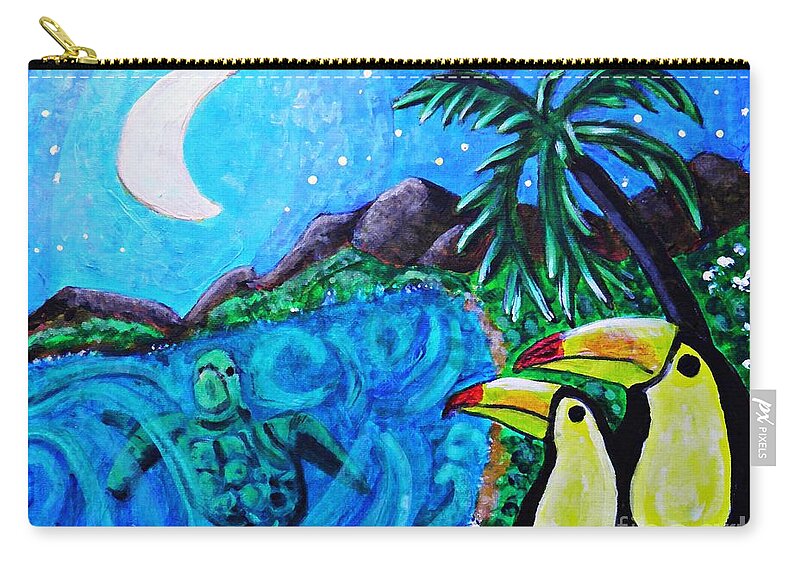 Bird Zip Pouch featuring the painting Toucan Bay by Sarah Loft