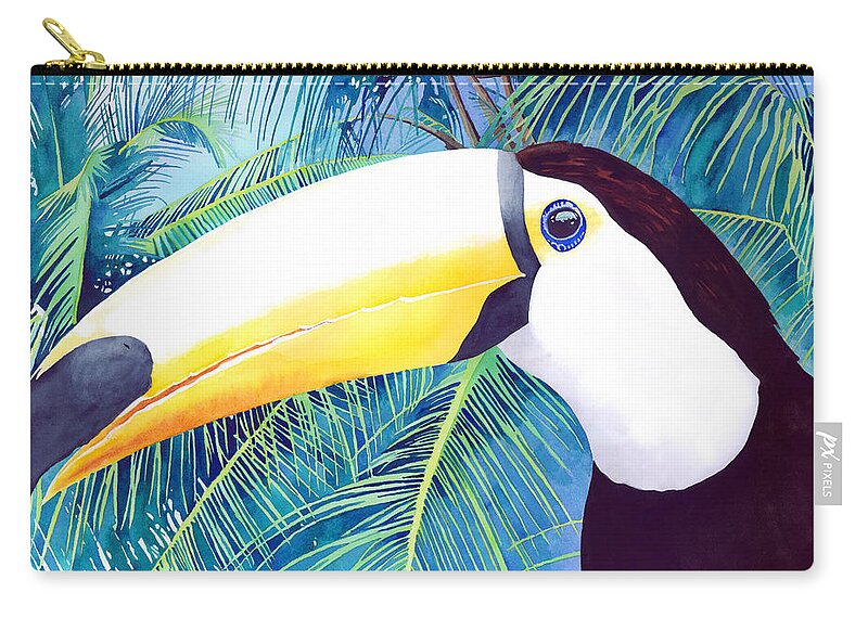 Toucan Zip Pouch featuring the painting Toucan by Pauline Walsh Jacobson