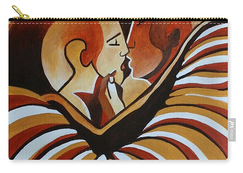Couple Zip Pouch featuring the painting Touched By Africa I by Taiche Acrylic Art