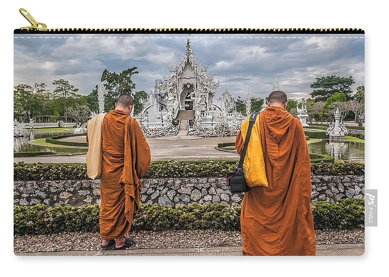 Amazing Zip Pouch featuring the photograph Tourist Monks by Maria Coulson