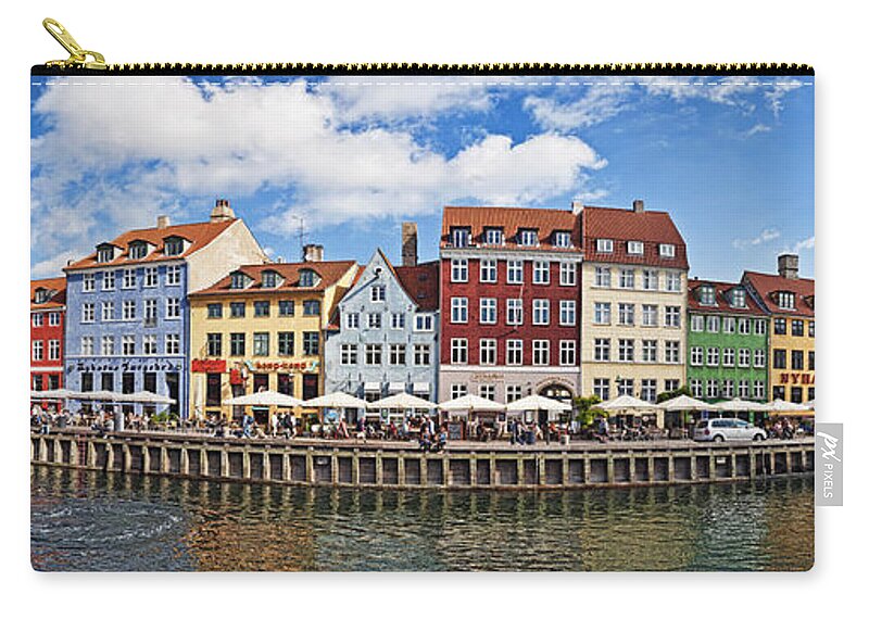 Photography Zip Pouch featuring the photograph Tourists In A Tourboat With Buildings by Panoramic Images