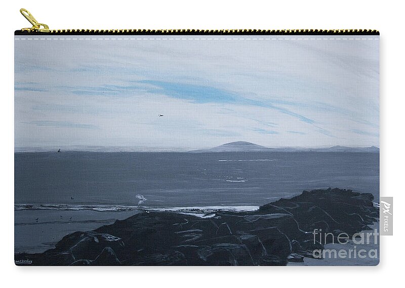 Donley Zip Pouch featuring the painting Tower 3 Jetty at Low Tide by Ian Donley